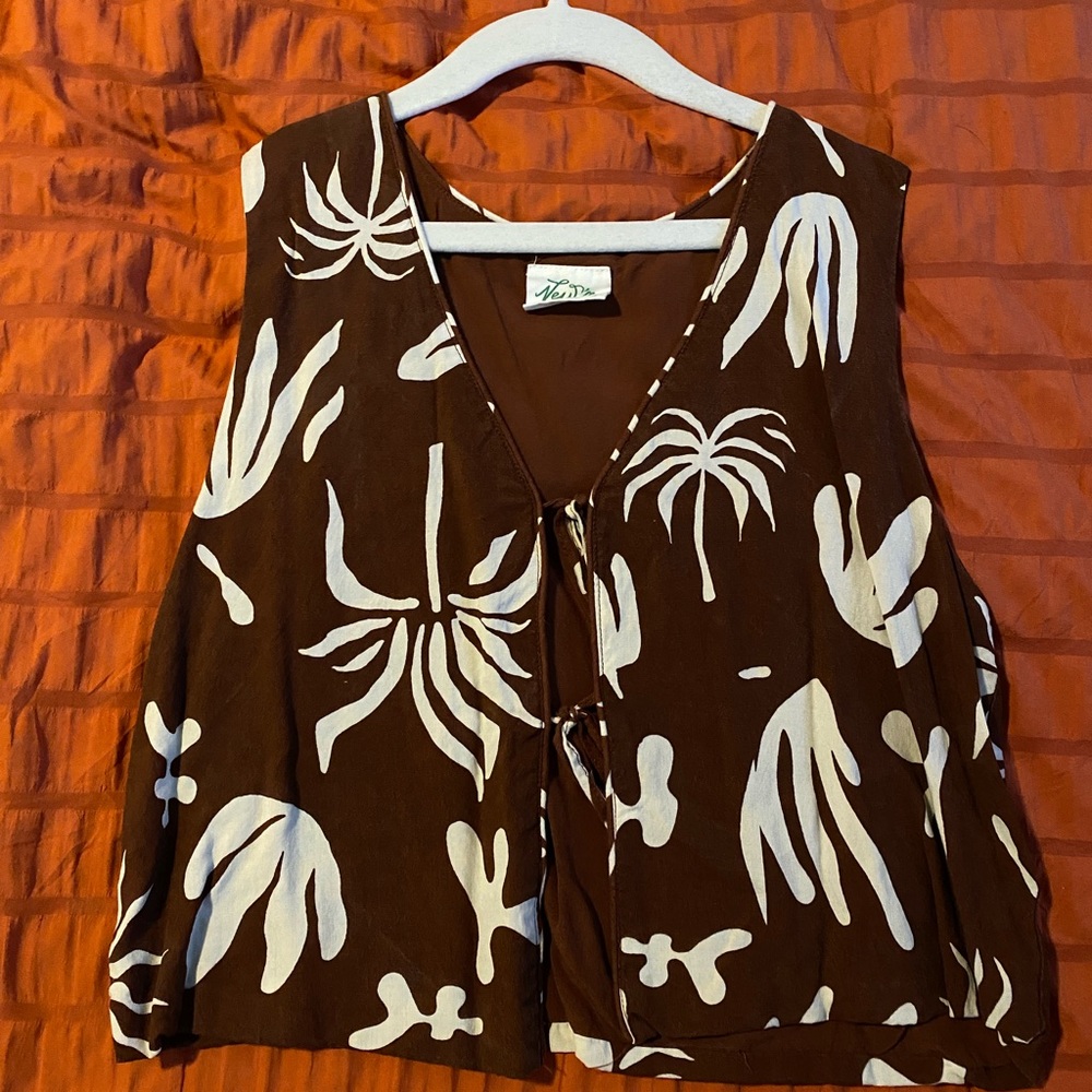 Tropical Brown and White Women's Blouse
